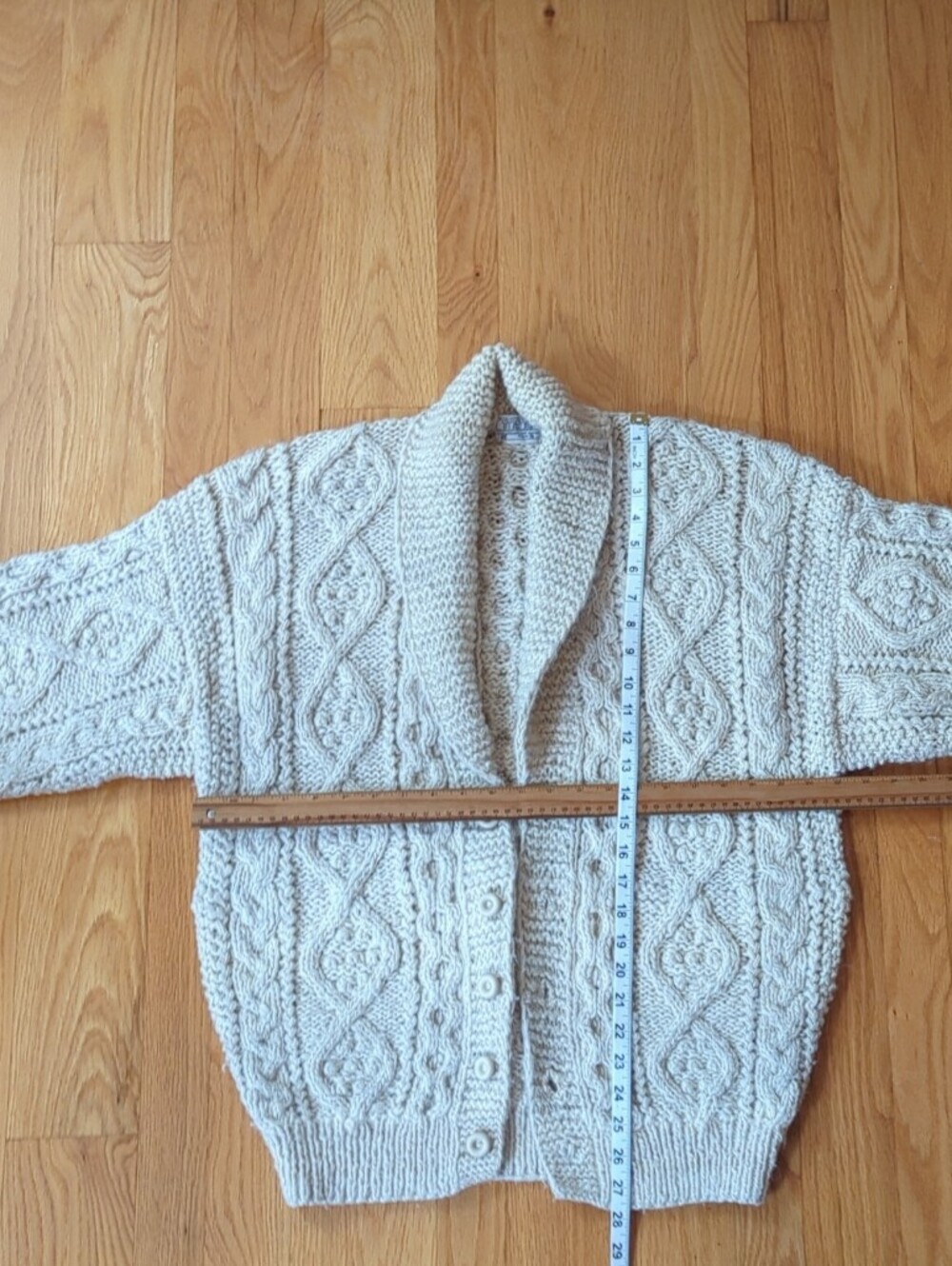 Chunky Cable Knit Cardigan Sweater in Cream